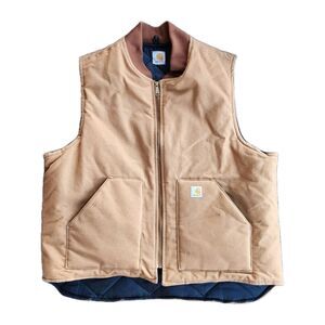 Carhartt Tan Canvas Vest‎ Mens 2XL Quilted Workwear Chore Utility Outdoors Barn